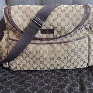 Gucci Monogram Brown Canvas Diaper Bag - Good Condition